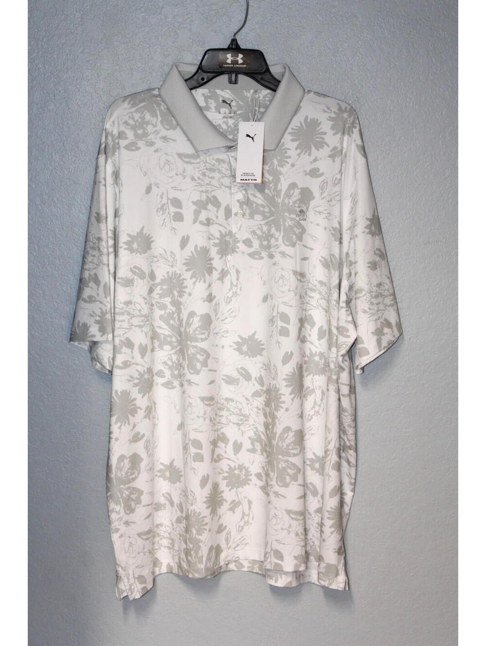 NEW Puma MATTR Men's 3XL Rose Golf Polo White Glow / Ash Grey 628829-05 / NWT